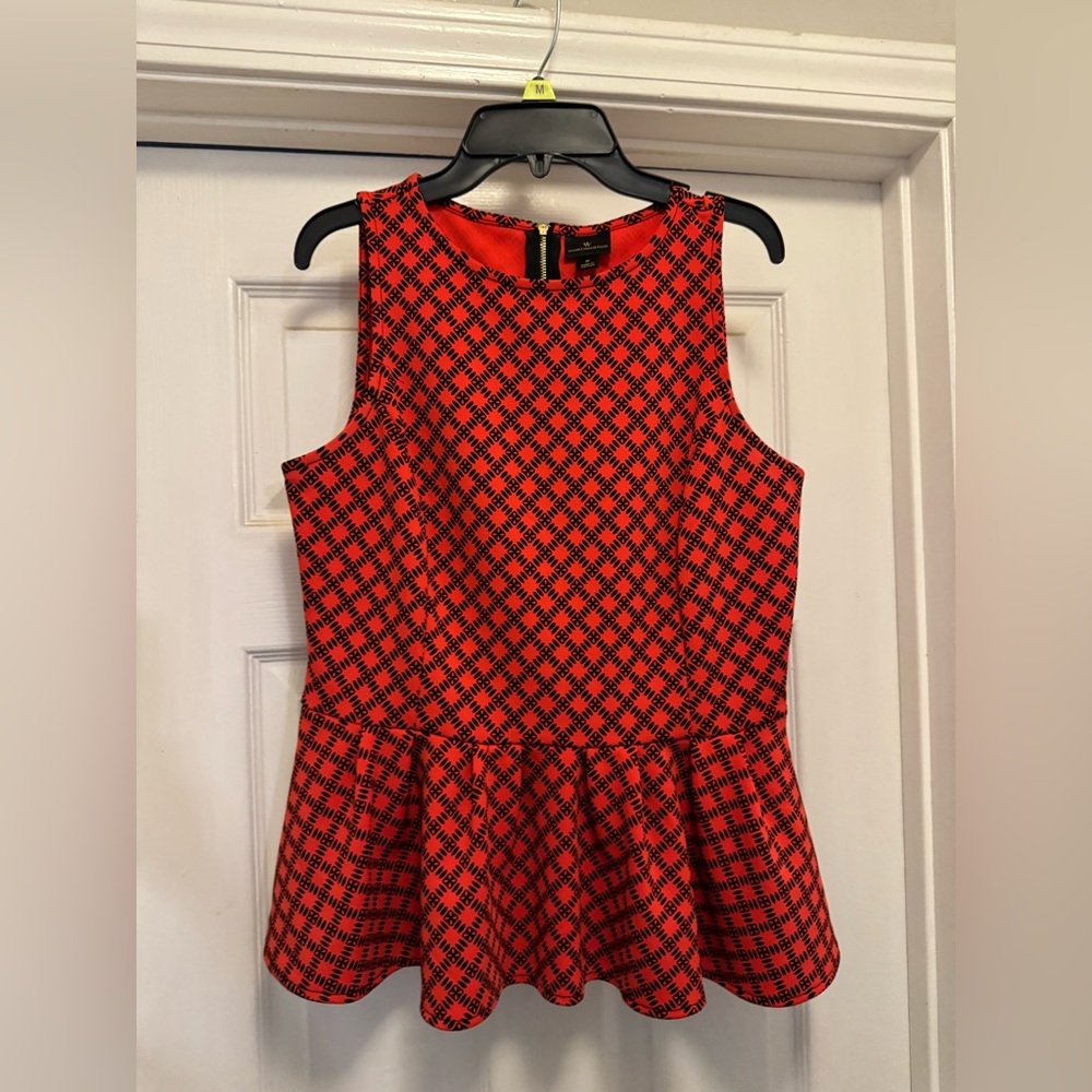 Worthington Red and Black Patterned Sleeveless Blouse